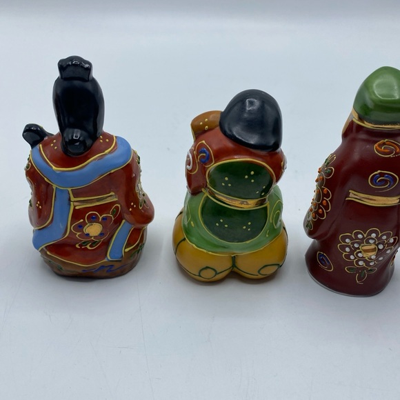 Vtg Kutani Seven  7 Lucky Gods Figurines Shichifukujin 4” Porcelain Hand Painted - Picture 5 of 7